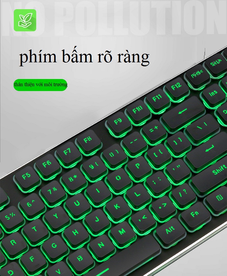 Combos Phím Kèm Chuột Wireless - Thiết kế sang trọng - Có đèn Led thu hút ánh nhìn - Sử dụng Đầu Thu USB