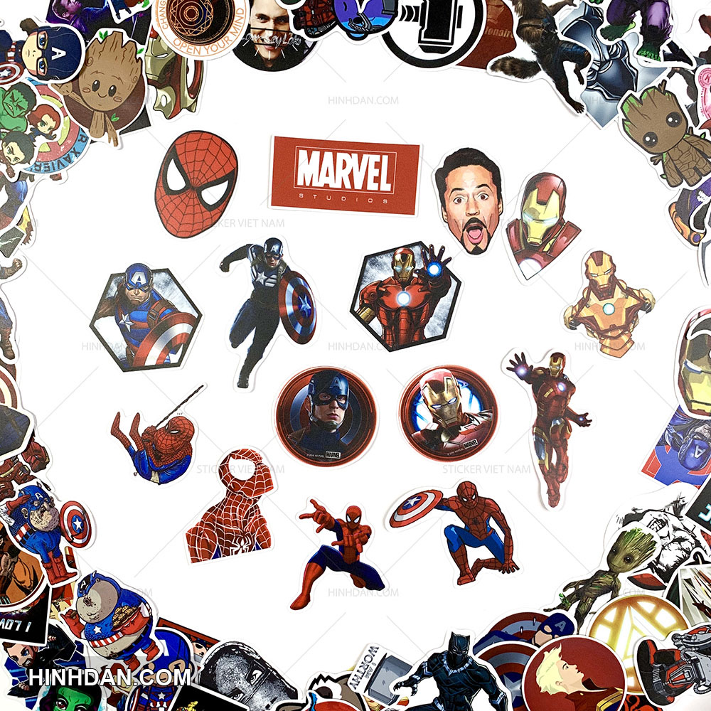 Sticker MARVEL SIÊU ANH HÙNG - Dán Trang Trí - Chất Liệu PVC Cán Màng Chất Lượng Cao Chống Nước, Chống Nắng, Không Bong Tróc Phai Màu