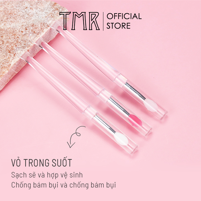 Cọ tô son 2 đầu silica gel đa năng TMR chắc chắn có nắp đậy, vệ sinh chống bẩn, tiện dụng