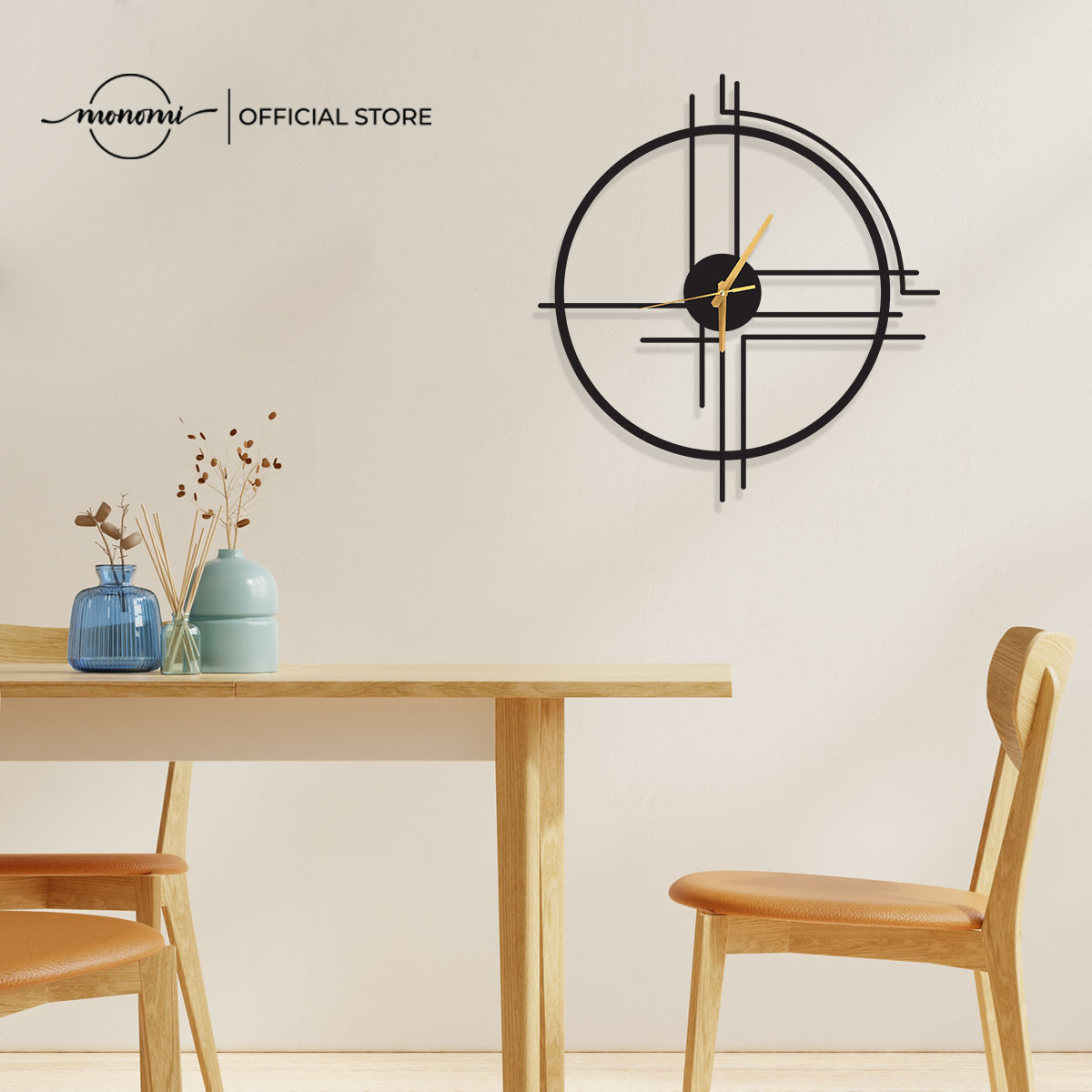 Đồng hồ CNC treo trường Lineal Minimalist, phong cách tối giản, kiểu dáng hiện đại, CNC Metal Wall Clock - Monomi C003