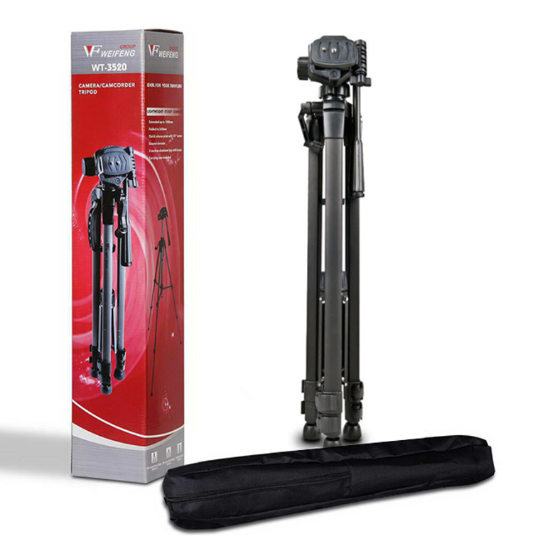 Tripod, chân đế điện thoại, máy ảnh WEIFENG WT-3520, tặng kèm remote, túi đựng và đầu kẹp điện thoại - Hàng Nhập Khẩu