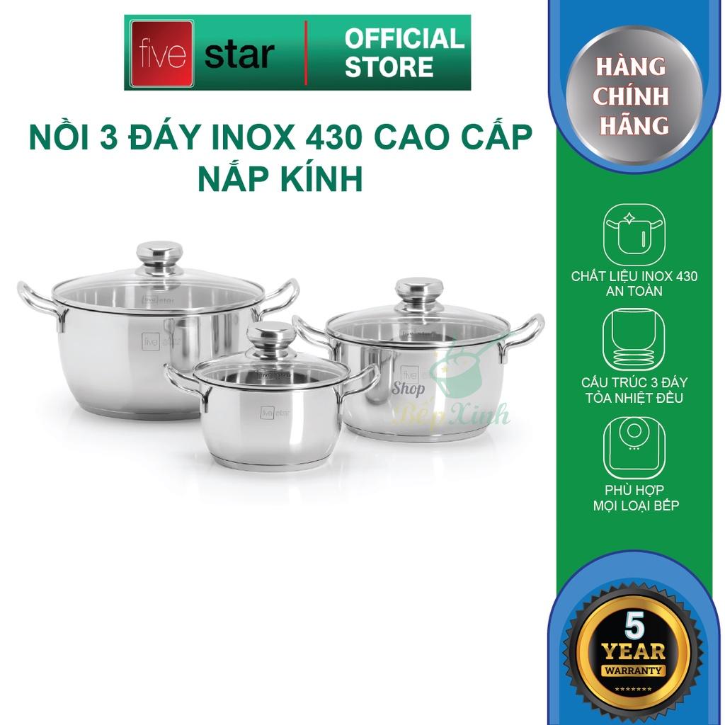 Bộ nồi Fivestar Standard FS-B3010 ( Nồi16cm , nồi 20cm , nồi 24cm) , 3 đáy dùng được mọi bếp