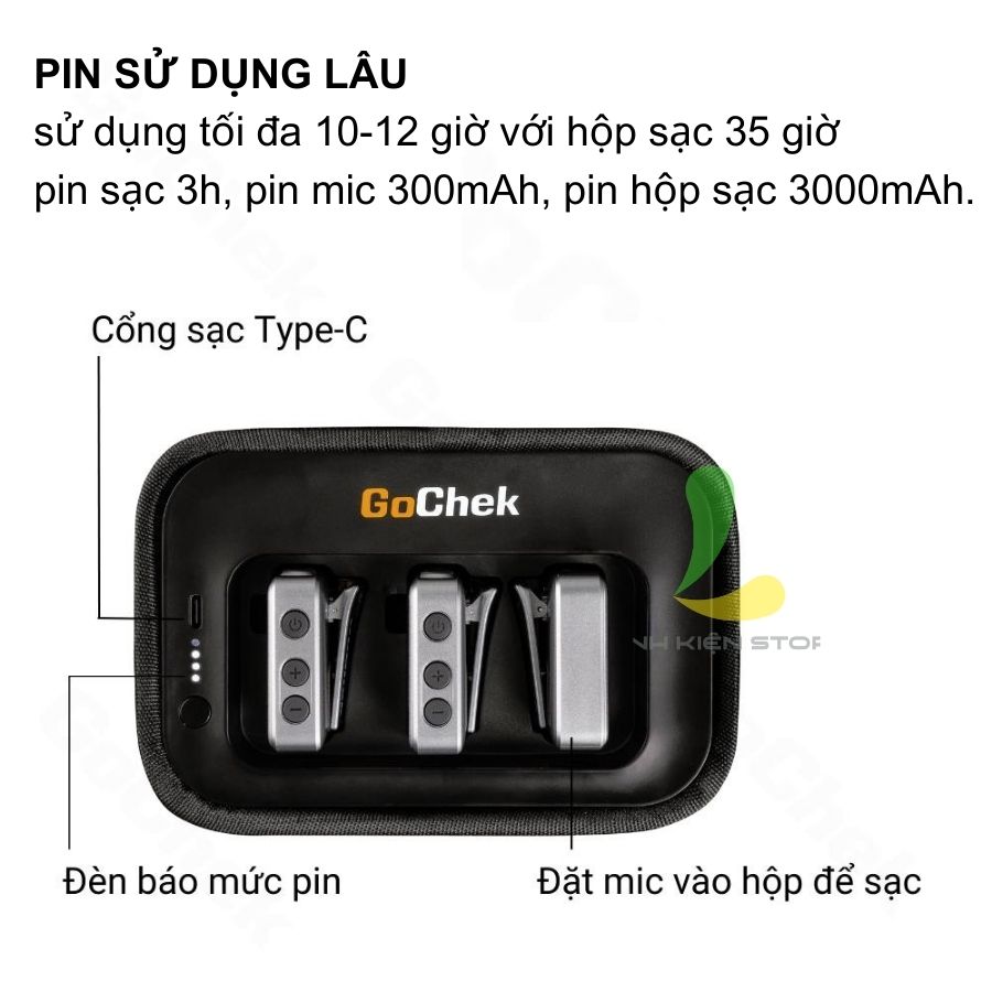 Micro thu âm không dây Gochek D Ultra Plus - Thiết bị thu âm chuyên nghiệp tích hợp sử dụng đa thiết bị đa chức năng - Hàng chính hãng