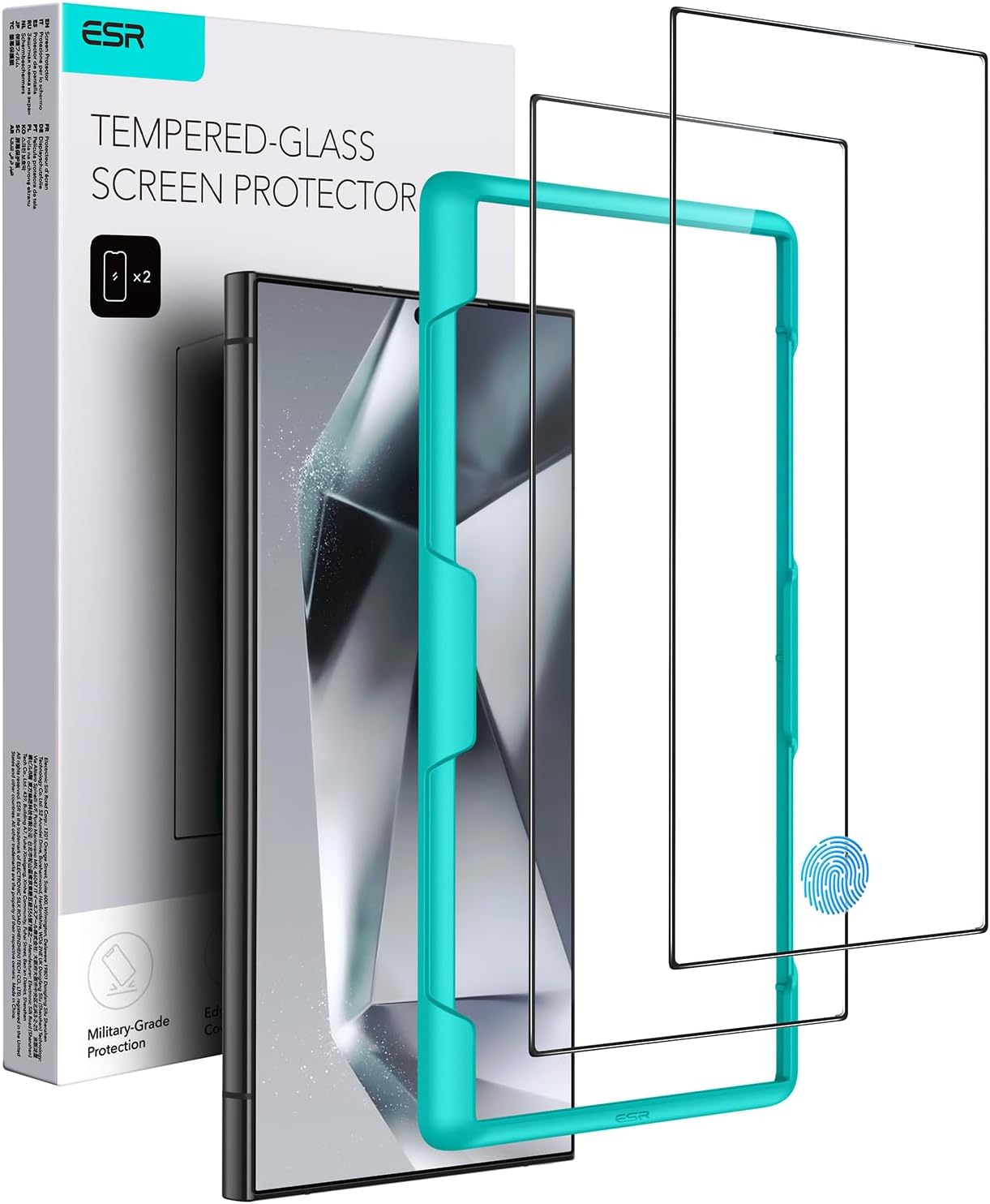 Bộ 2 Kính Cường Lực ESR Tempered-Glass Screen Protector cho Samsung Galaxy S24 Ultra, kèm khung dán_ Hàng chính hãng