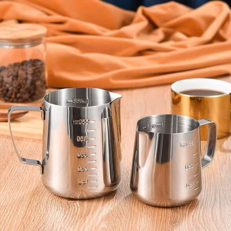 Ca Đánh Sữa Inox Có Vạch Chia 350ml - 550ml - 900ml, Dụng Cụ Pha Chế Inox Chất Lượng Cao - HÀNG CHÍNH HÃNG MINIIN