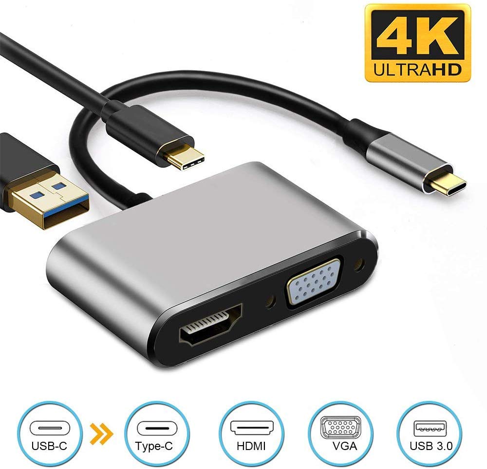 Cáp chuyển USB Type-c ra 4 cổng HDMI/ VGA/ USB và cổng sạc hỗ trợ chế độ SS Dex