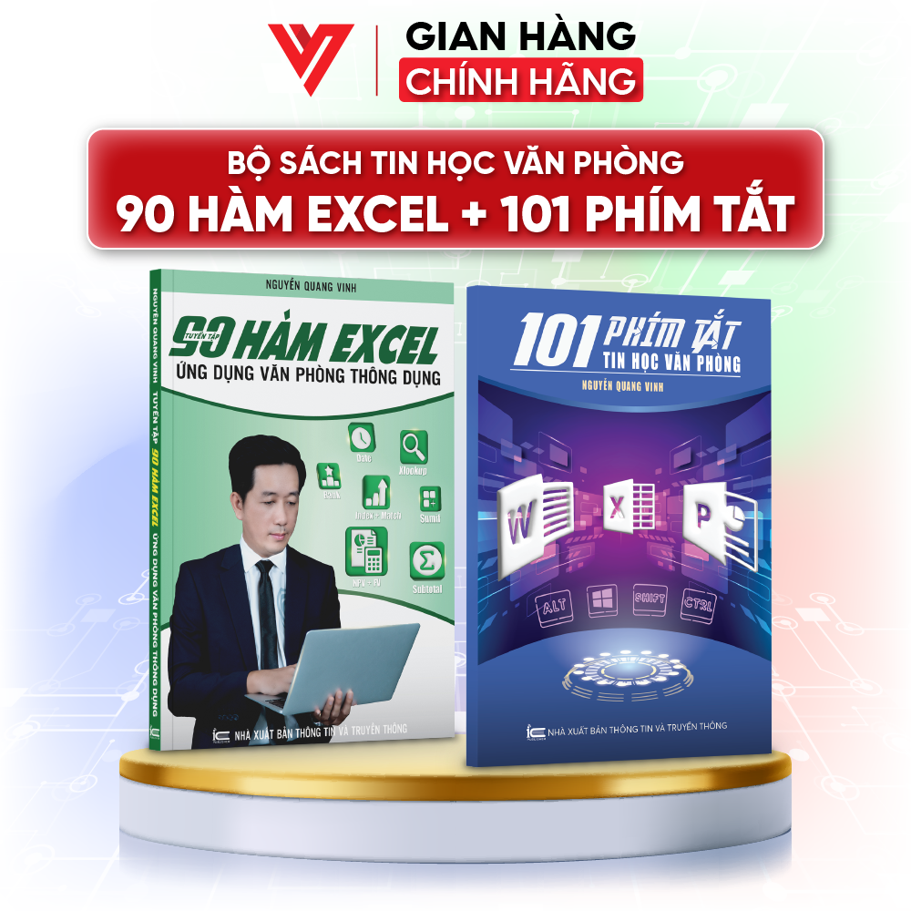 Bộ Sách Tự Học 90 Hàm Excel &amp; 101 Phím Tắt Nâng Cao Kỹ Năng Tin Học Văn Phòng Nâng Cao, Làm Chủ Excel Ứng Dụng