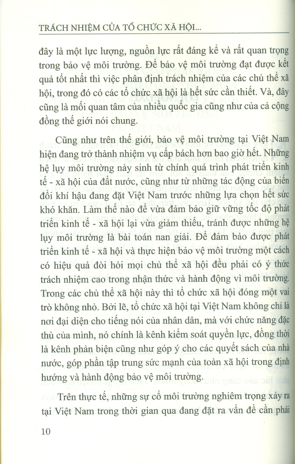 Trách Nhiệm Của Tổ Chức Xã Hội Trong Bảo Vệ Môi Trường Tại Việt Nam Hiện Nay (Sách Chuyên Khảo)