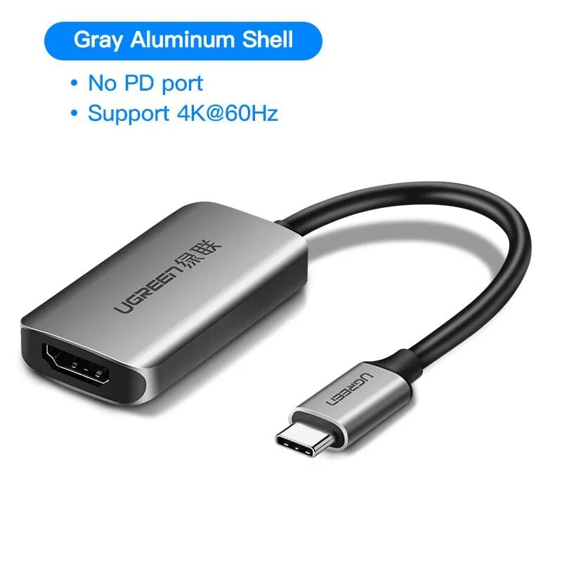 Ugreen UG50314CM159TK 10CM màu Xám Bộ chuyển đổi TYPE C sang HDMI + hỗ trợ phân giải 4K 60Ghz cao cấp - HÀNG CHÍNH HÃNG