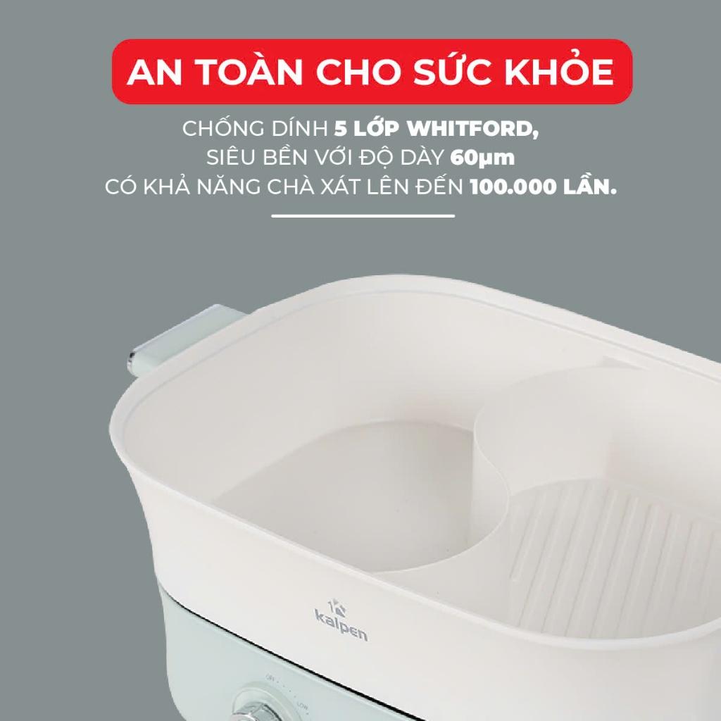 Bếp Nướng Lẩu Hai Ngăn Đa Năng Chính Hãng Kalpen 6.5L Công Suất 2200W Bảo Hành 2 Năm