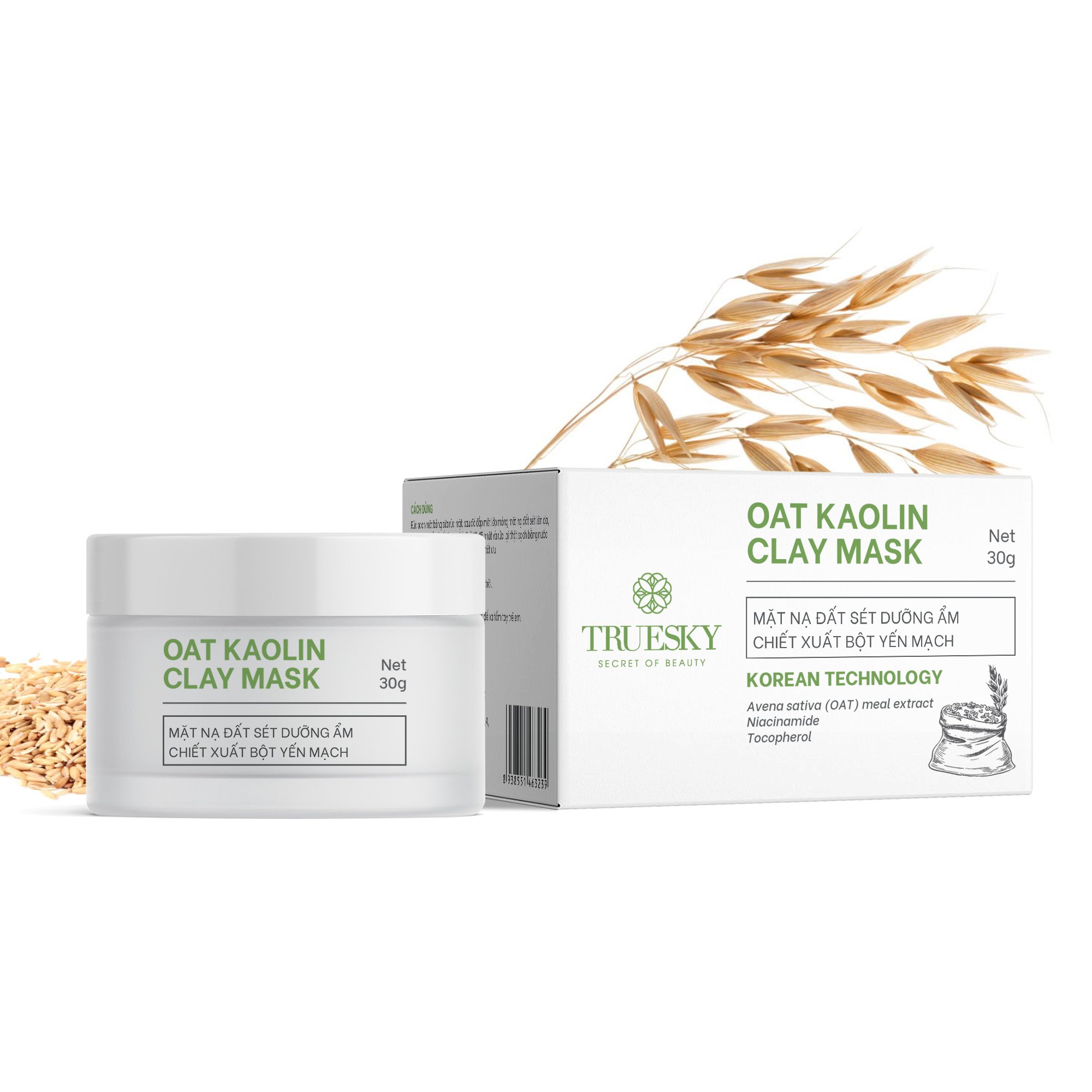 Mặt nạ đất sét dưỡng ẩm chiết xuất bột yến mạch Truesky Oat Kaolin Clay Mask 30g