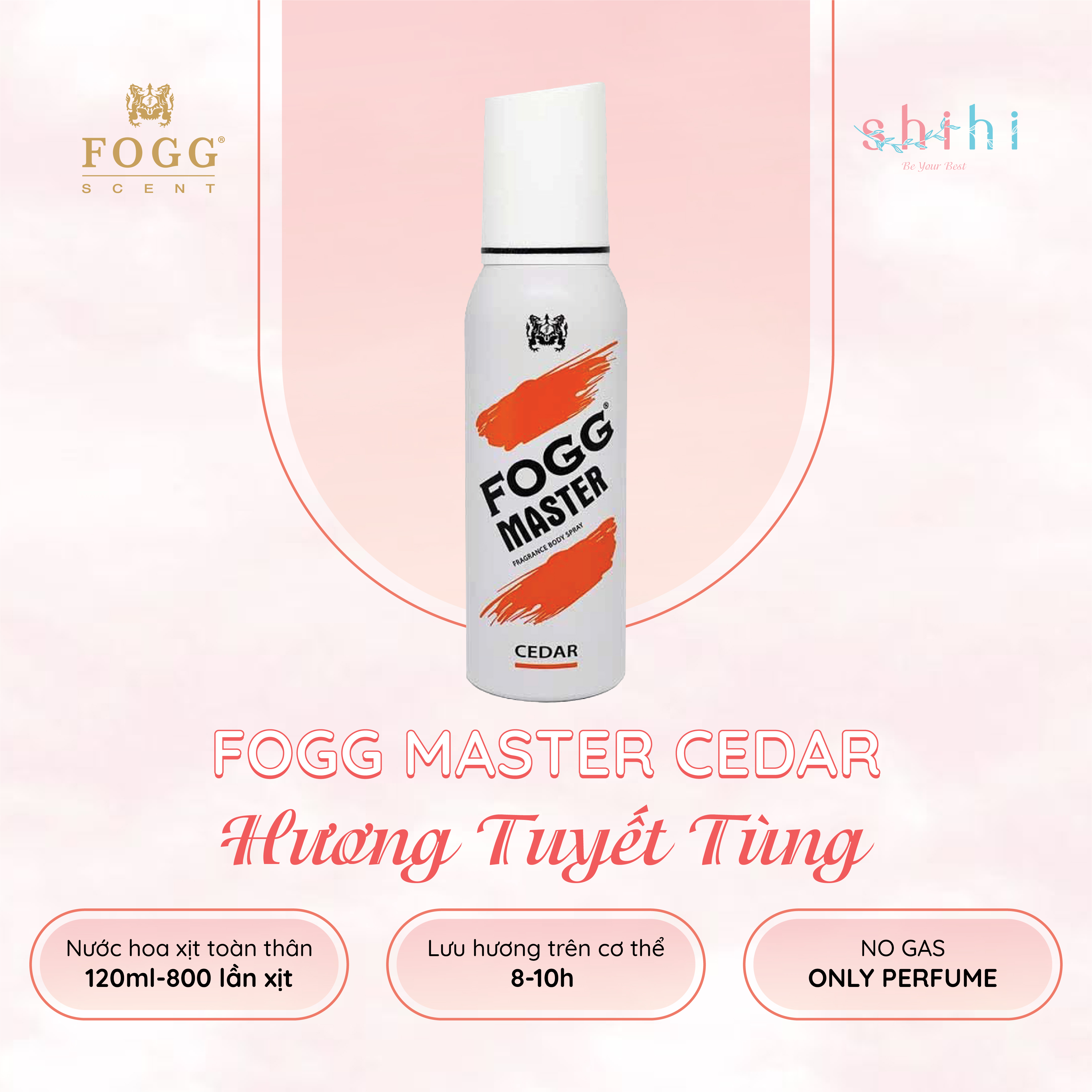 Xịt nước hoa toàn thân FOGG  Master dành cho nam &amp; nữ, 120ML, 800 lần xịt, nhập khẩu chính hãng Dubai