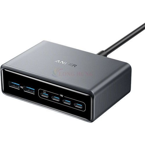 Bộ sạc nhanh Anker GaNPrime Supercharged Multi-Port Desktop Charging Station 200W 2USB 4Type-C A2683 - Hàng chính hãng