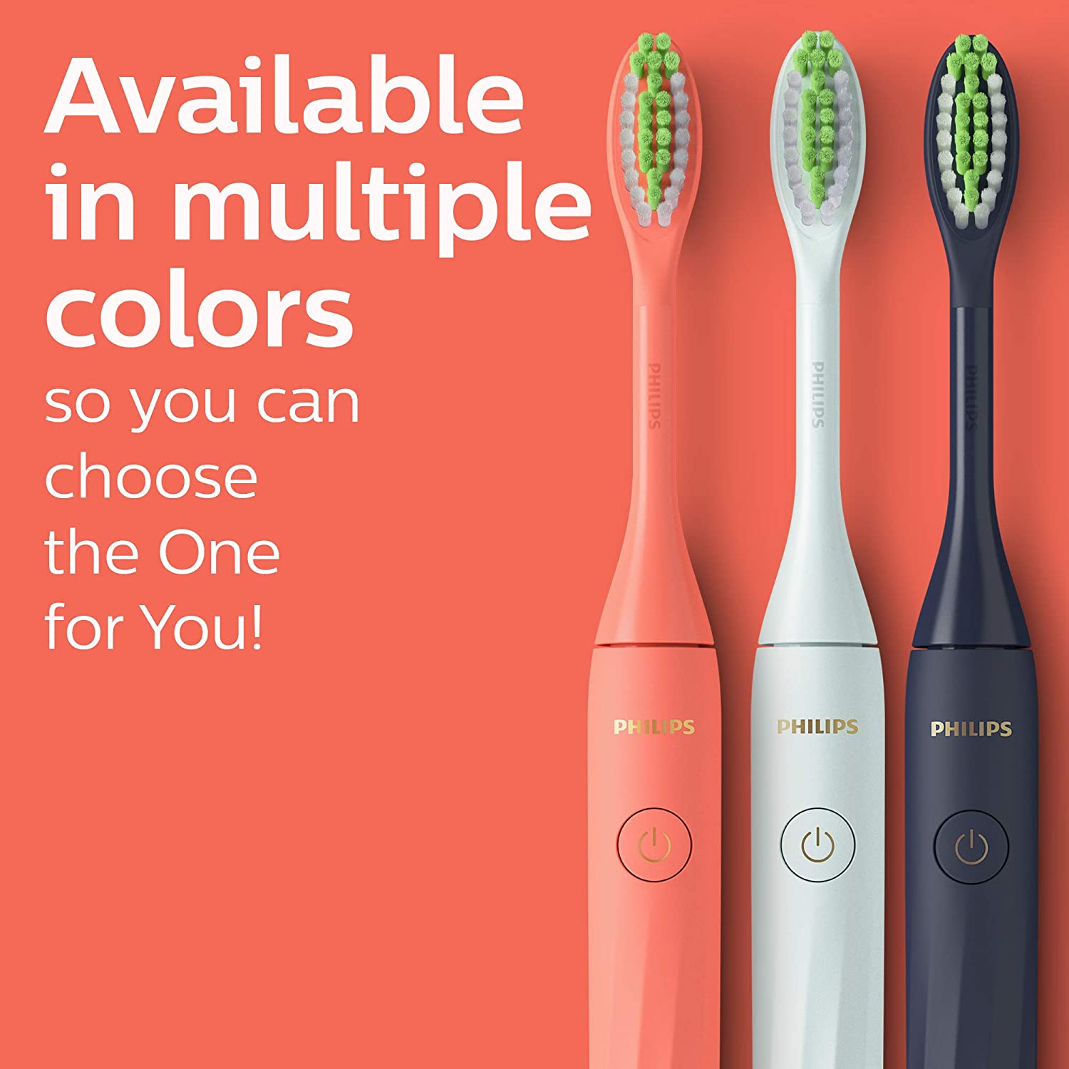 Bàn chải đánh răng dùng pin Philips One by Sonicare, Miami Coral, HY1100 / 01