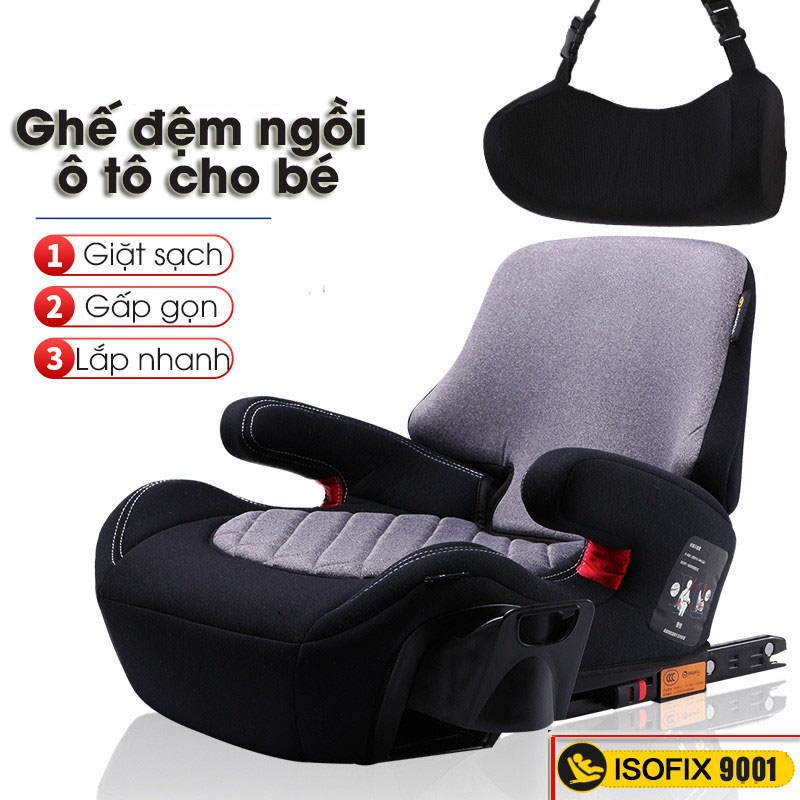 Ghế ngồi ô tô cho bé thiết kế Đức chuẩn ISO FIX 9001-2000 với tựa lưng điều chỉnh và đệm bảo vệ đầu