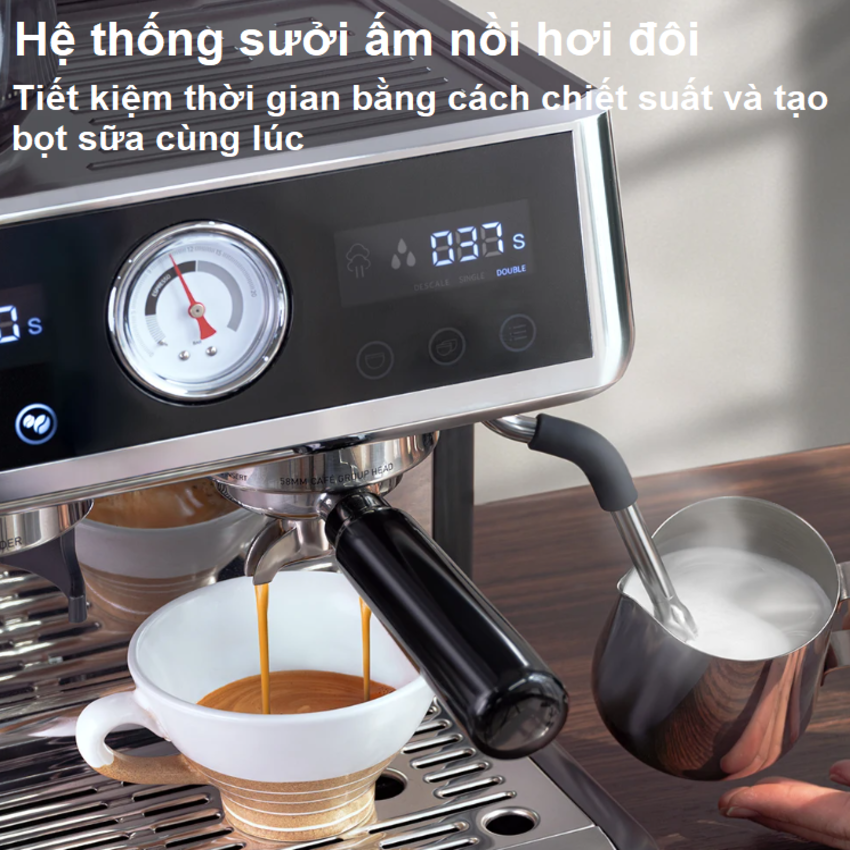 Máy pha cà phê Espresso chuyên nghiệp 3 in 1, thương hiệu Mỹ cao cấp HiBREW H7A, 3000W, Dung tích 2,8 lít, 20 bars - Bảo hành 12 Tháng, Hàng chính hãng