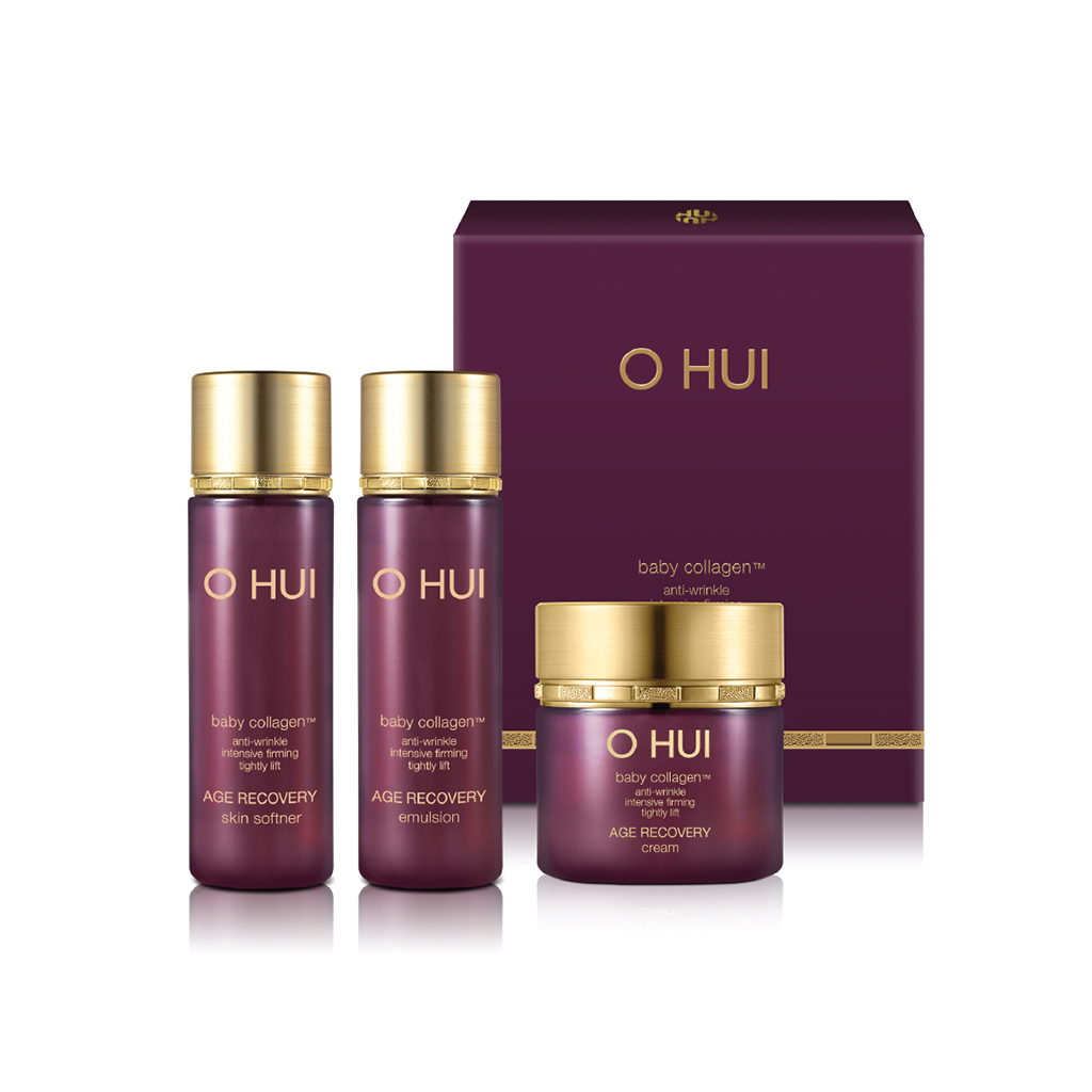 Bộ trang điểm tiếp viên OHUI Ultimate Cover Moisture Cushion 01 30g tặng bộ chống lão hóa Age Recovery 3pcs 47ml