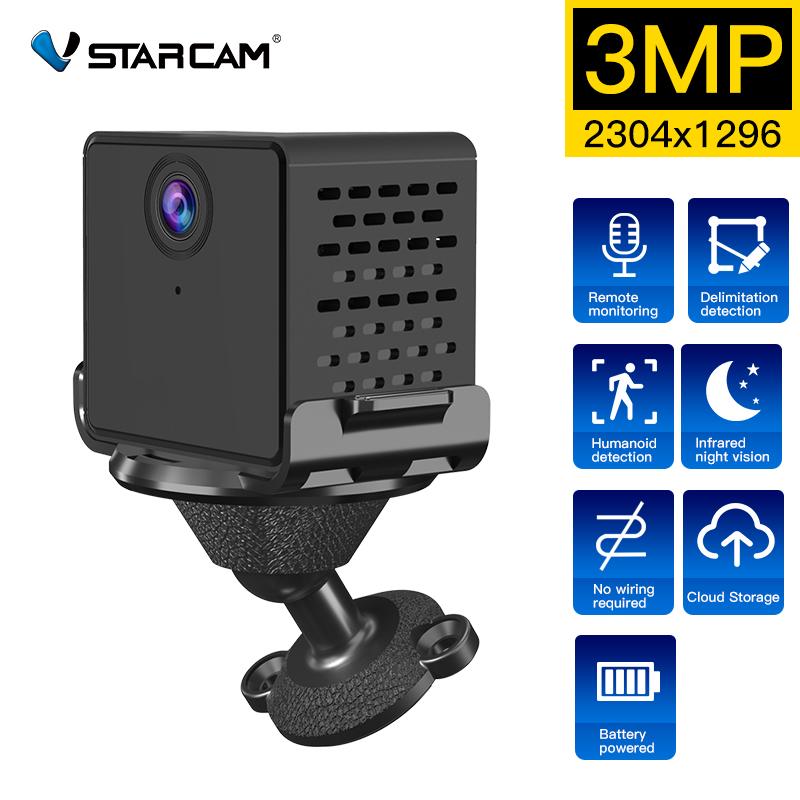 Mạng không dây 3MP Máy ảnh mini WiFi Mini 1080p Tầm nhìn ban đêm AI Phát hiện bảo mật có thể sạc lại pin Micro Camcorder PTZ IP CAM