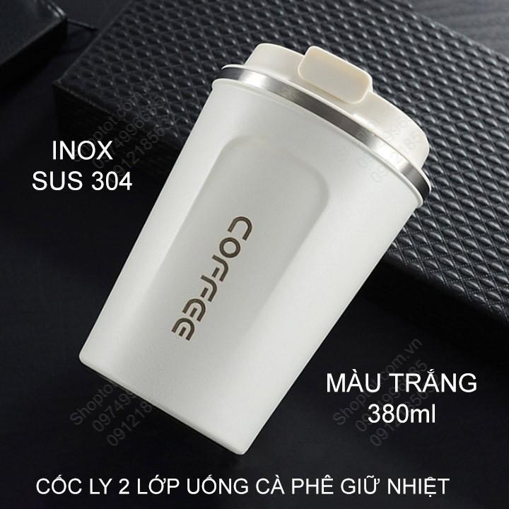 Cốc ly uống cà phê bằng inox 304 loại 2 lớp, có nắp thông minh kín nước, chuyên uống cà phê, uống trà đa năng