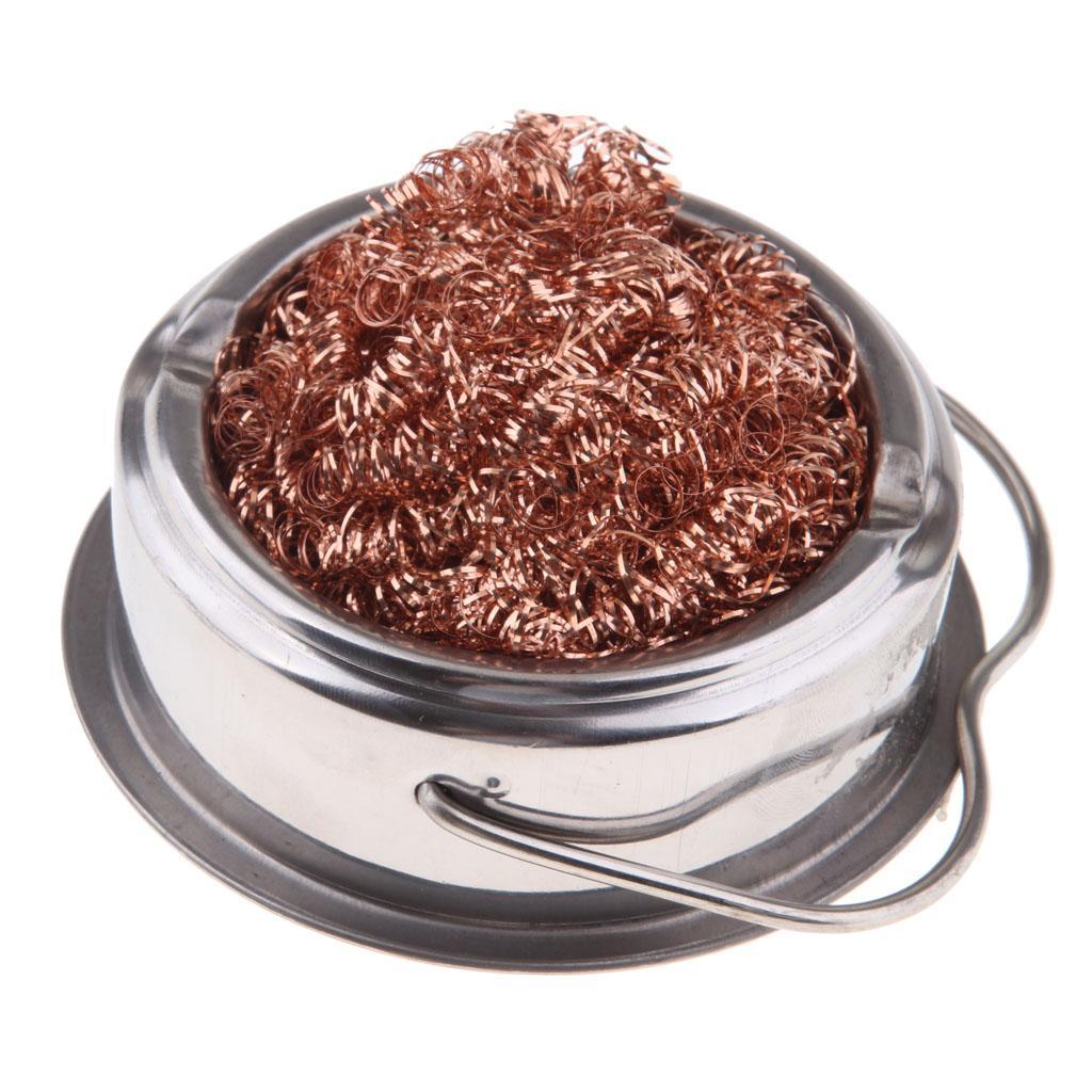 Welding Soldering Solder Iron Tip Cleaner Steel Wire with Stand Silver