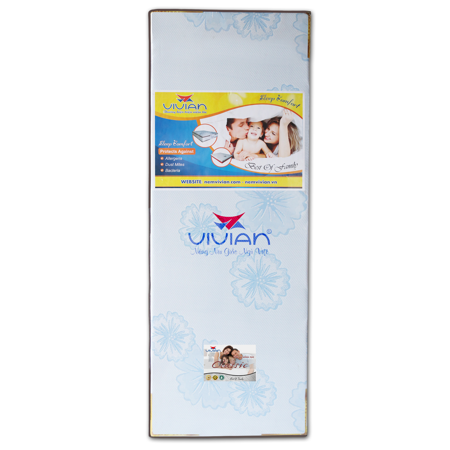 Nệm Cao Su CLASSIC Gấp 3 Vivian - Vải Gấm Damask Cao Cấp Không Chần