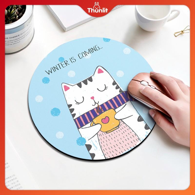 Miếng Lót Chuột Máy Tính Hình Tròn Họa Tiết Hoạt Hình Dễ Thương