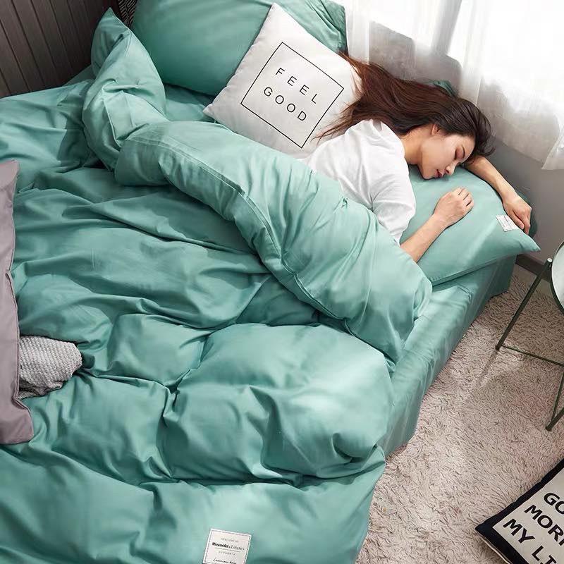 Bộ chăn ga cotton Tici cao cấp trơn 1 màu phong cách Hàn Quốc đủ size