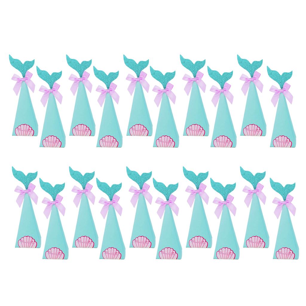 20pcs Creative Triangle Cone Mermaid Bowknot Candy Boxes Party Favor