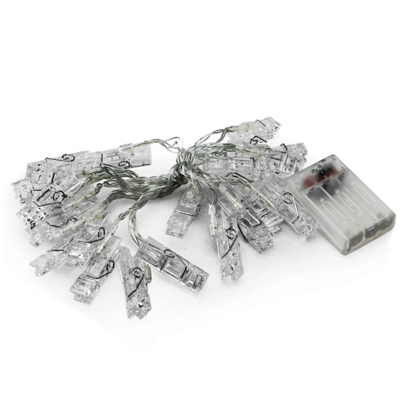 Dây đèn treo ảnh V.2 - 20 kẹp, đèn màu vàng, dây dài 3 mét