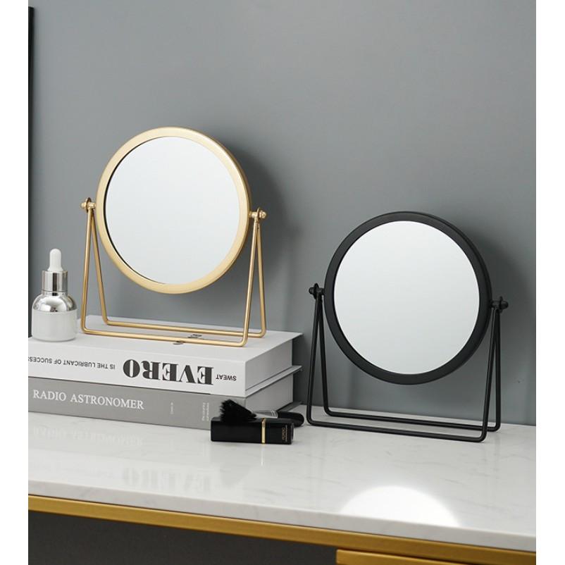 Gương trang điểm để bàn khung kim loại xoay 360 độ