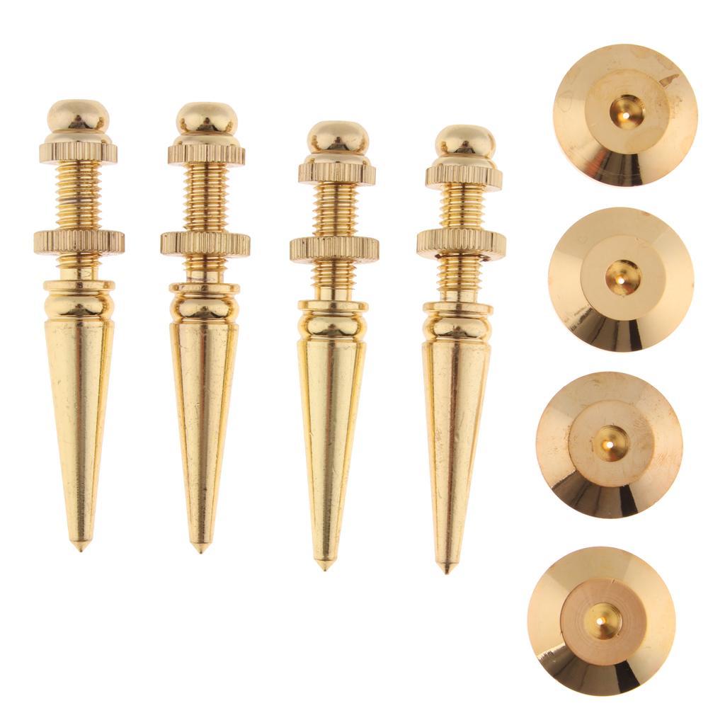 Set of 8 M8 Floor Speaker Subwoofer Stand Spikes Feet Shockproof Pads Gold