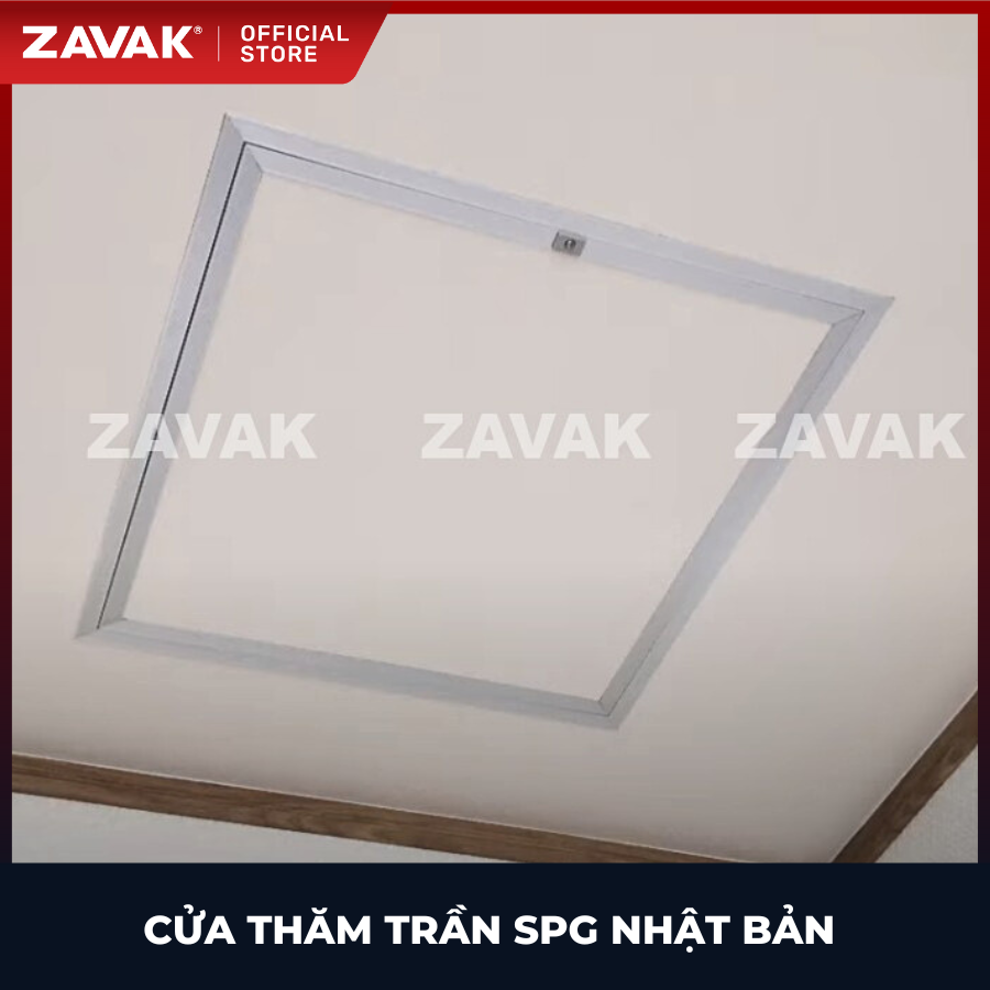 Nắp cửa thăm trần thạch cao 45x45cm SPG-68345 - Nhật Bản, Khung nhôm có bản lề mở thả xuống, sơn tĩnh điện màu Trắng.