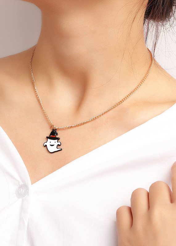 Dây chuyền vòng cổ Ma trắng đội mũ Halloween siêu cool