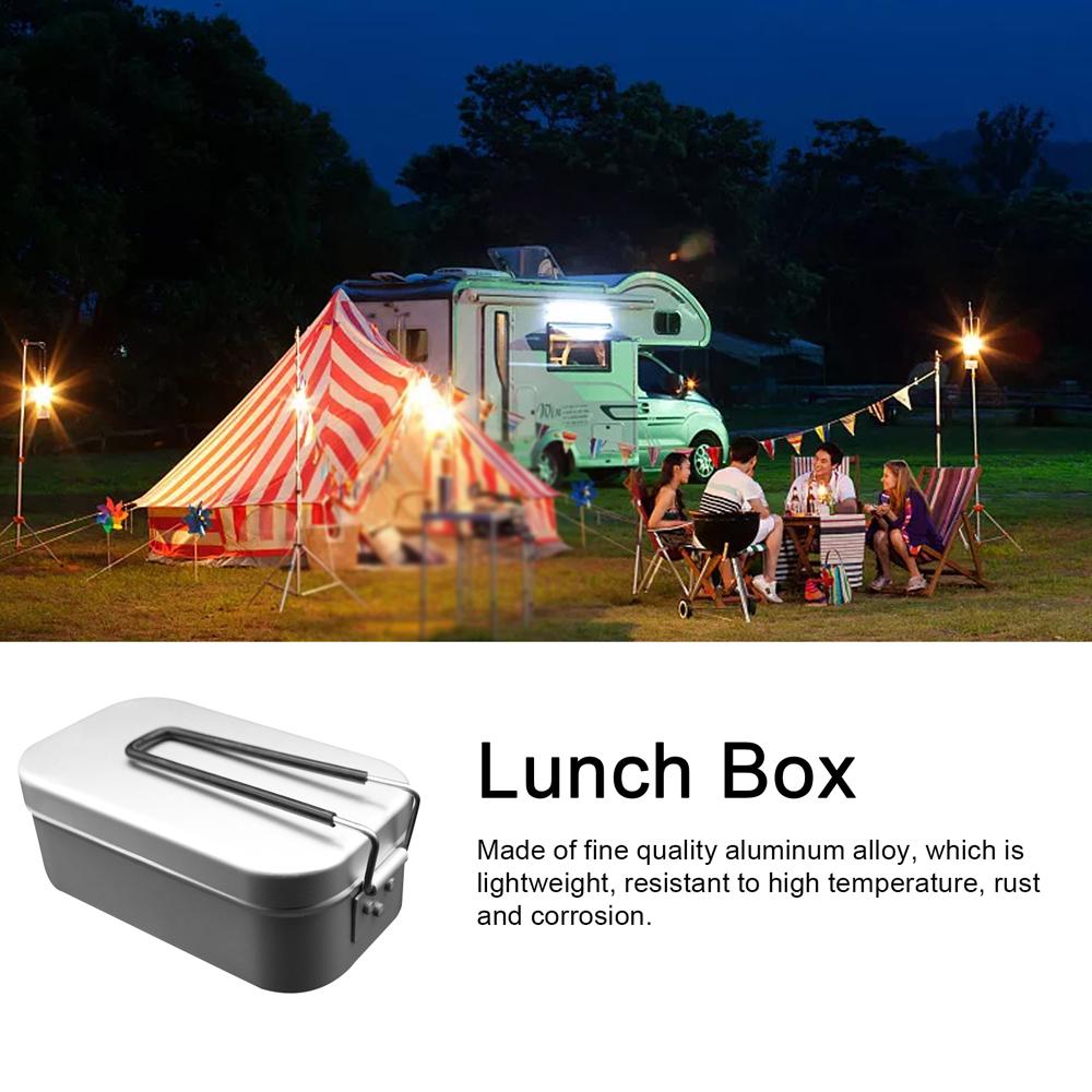 Portable Aluminum Alloy Lunch Box Outdoor Camping Picnic Travel Food Storage Containers Hot-proof Handle Lunchbox Mini Mess Tin