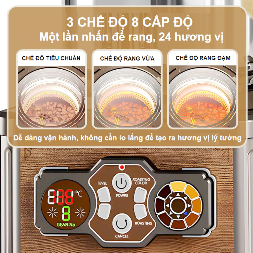 Máy rang hạt cà phê không khói tự động chuyên nghiệp. Thương hiệu Đài Loan cao cấp Wing Kwong WCR-150. HÀNG CHÍNH HÃNG