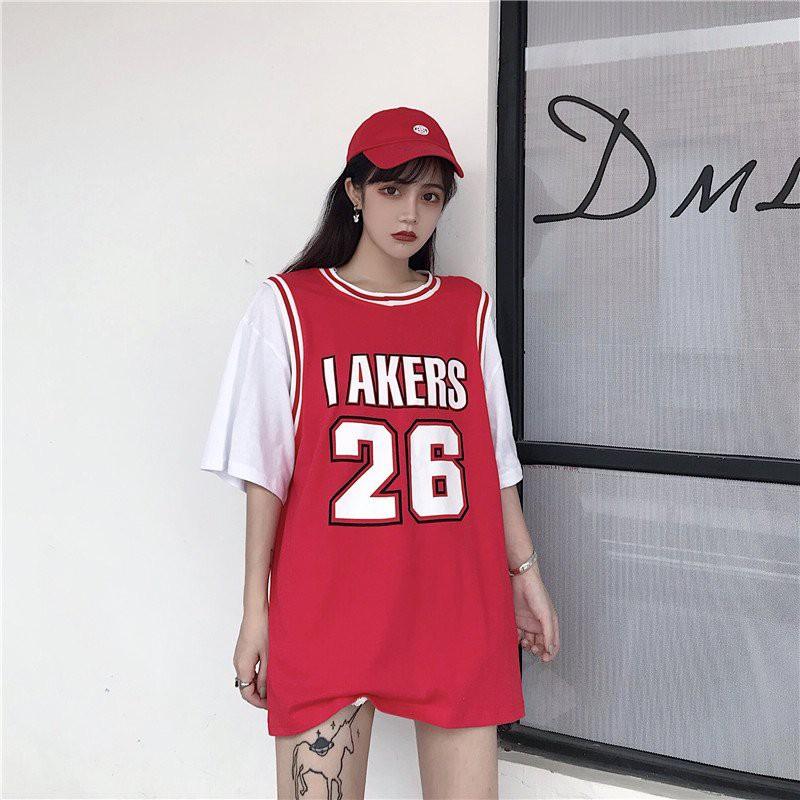 Áo bóng rổ số 26 phối tay trắng dáng rộng/ Áo thun thể thao nam nữ tay lỡ phom thụng_Moonunisex