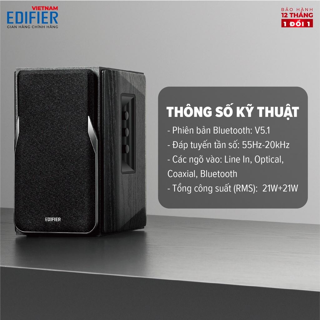 Bộ loa Bluetooth 5.1 EDIFIER R1380DB Công suất 42W - Vỏ gỗ chống dội âm, Chip âm thanh aptx Kèm điều khiển - Hàng Chính Hãng - Bảo Hành 12 Tháng