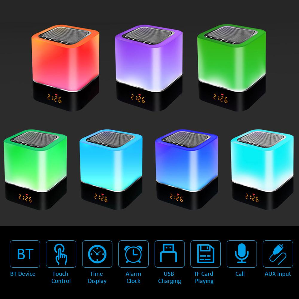 Loa Led BT đa chức năng Cảm ứng đèn ngủ Đèn bàn thông minh Đồng hồ báo thức Máy nghe nhạc