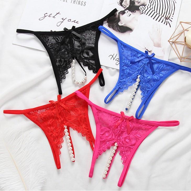 Combo 4 quần lót lọt khe đính hạt ngọc ở đáy