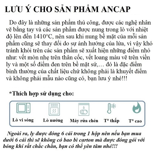 Bộ đĩa và ly sứ cà phê Ancap Cappuccino 180ml vẽ tay lên quai