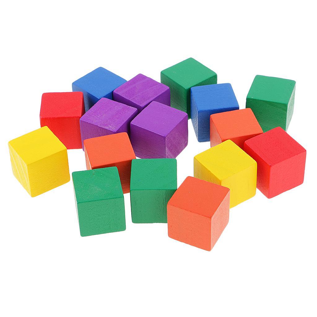 2x 100 Pieces Multicolor Wooden Cubes Square Blocks Crafts Decoration