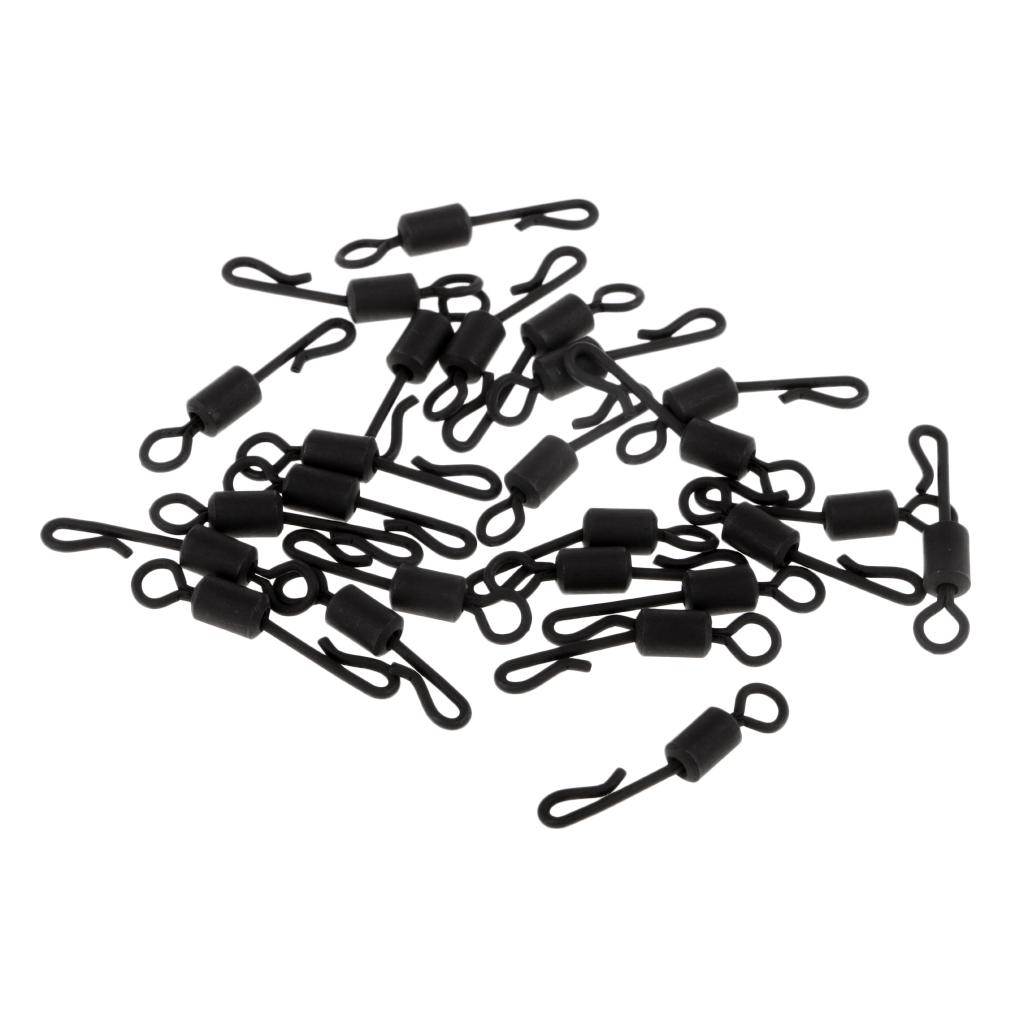 25pcs Long Body Q-Shaped Matte Black Quick Change Swivels for Carp Fishing