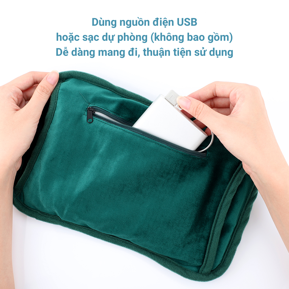 Túi Chườm Nóng &quot;Du Lịch&quot; Gấp Gọn, An Toàn Điện, Không Cần Nước Size 18x28.5cm