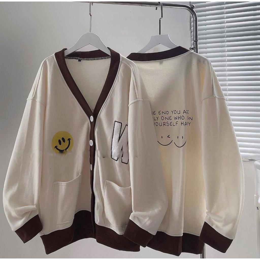Áo Khoác Cardigan W Xanh Mặt Cười Ulzzang