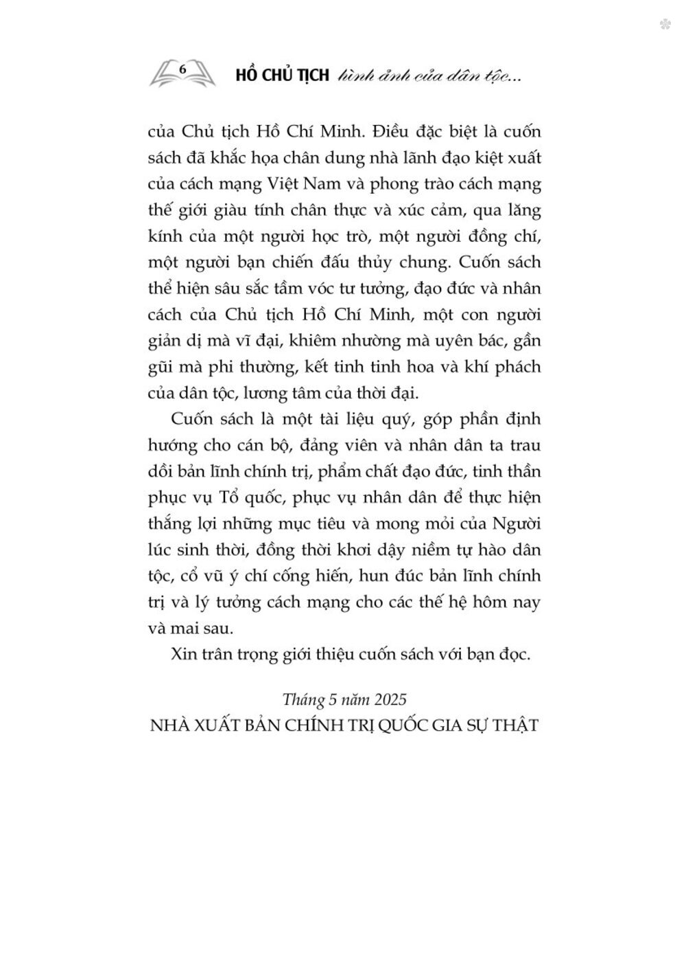 Hồ Chủ tịch - Hình ảnh của dân tộc, tinh hoa của thời đại (Xuất bản lần thứ hai) bản in 2025