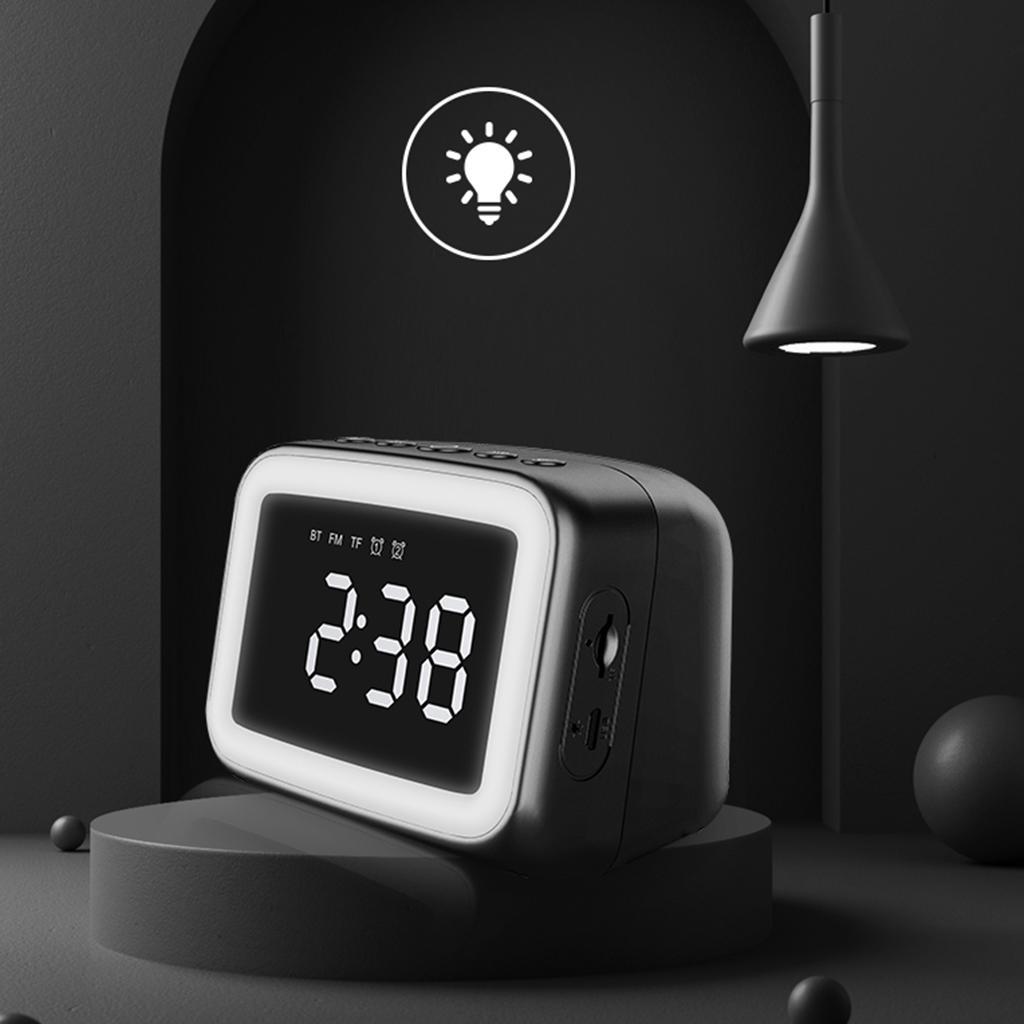 Mirror Adjustable LED Light Alarm Clock Bluetooth Speaker FM Built-in Mic TF