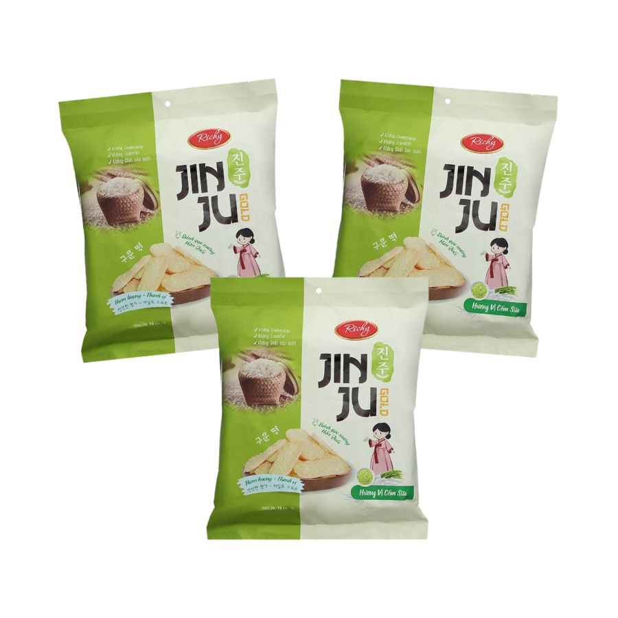 Combo 3 Bánh Gạo Nướng Hàn Quốc JinJu Vị Cốm Sữa 134,4g - Cốm Sữa