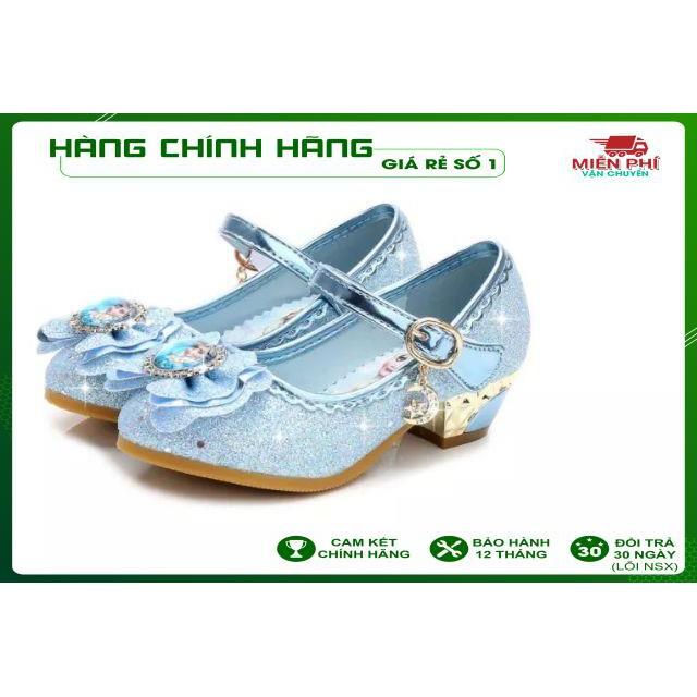 Giầy Công Chúa Cao Cấp Elsa Cao Gót Đính Kim Tuyến Mềm Êm Mũi Tròn Lấp Lánh Mẫu Mới 2021
