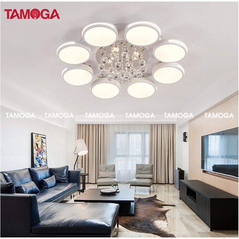 Đèn ốp trần phòng khách pha lê 8 cánh TAMOGA CASIA 9065