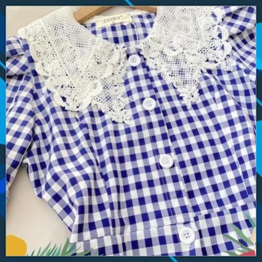VÁY CARO CỔ REN CHO NỮ -Chất liệu Kaki Cotton nhập khẩu - Họa tiết Caro Hồng - Nâu - Xanh